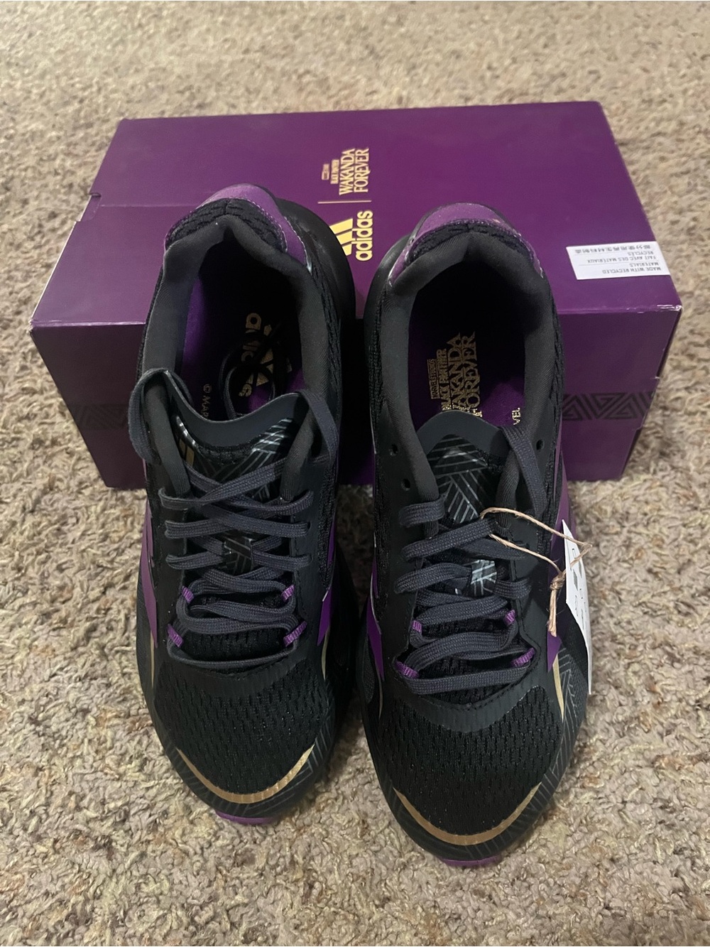 Adidas Wakanda Forever Black, Purple & Gold Athletic Running Shoes